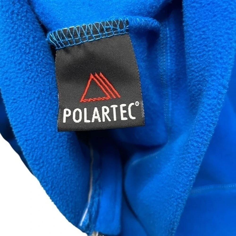 Aigle Polartec Fleece Jacket Mens Large Blue Full Zip Mock Neck Outdoor Hiking